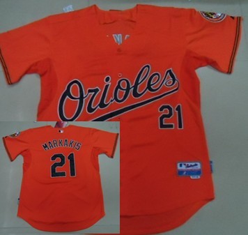 Baltimore Orioles #21 Nick Markakis Orange Jerseys