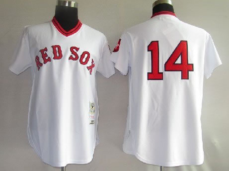 Boston Red Sox #14 JIM RICE white M&N Jerseys