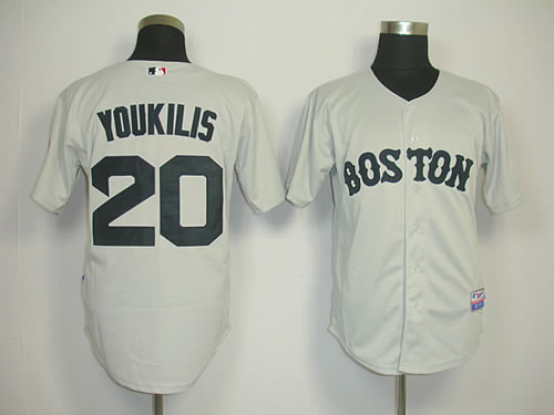 Boston Red Sox #20 Youkilis Grey Jerseys