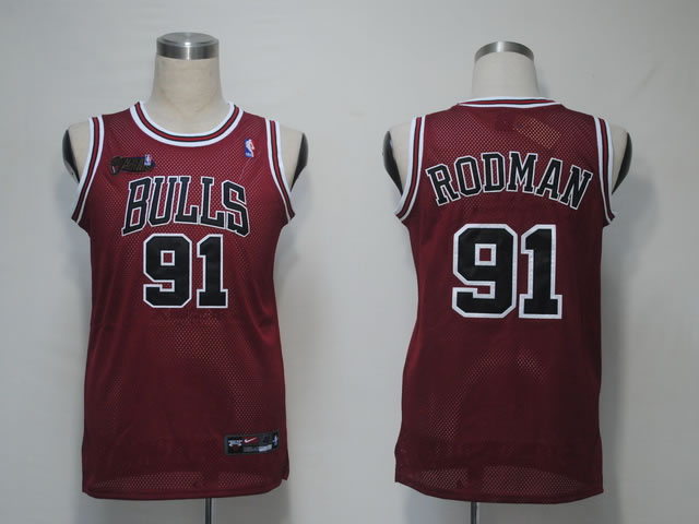 Bulls #91 Rodman Red Jerseys