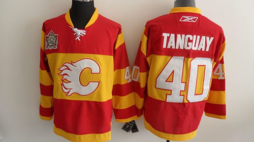 Calgary Flames #40 Tanguay Red with HC patch Jerseys