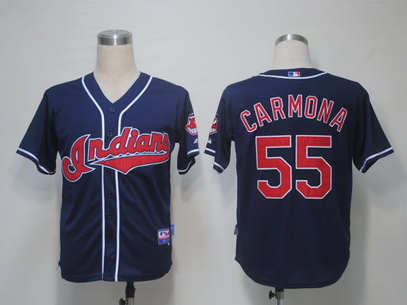 Cleveland Indians #55 Carmona Blue Cool Base Jerseys