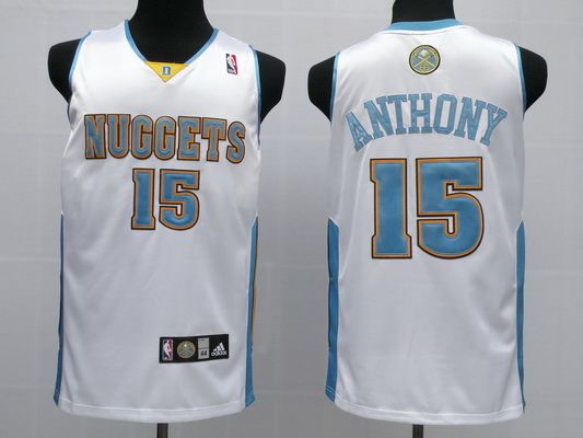 Denver Nuggets #15 Carmelo Anthony white Jerseys