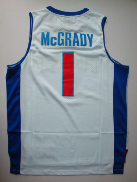 Detroit Pistons #1 Mcgrady White-Blue Swingman Jerseys
