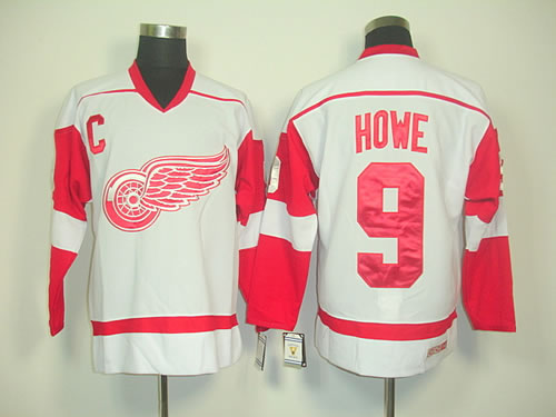 Detroit Red Wings #9 howe white C Patch Jerseys