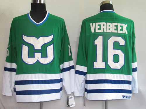Hartford Whalers #16 Verbeek Green Jerseys