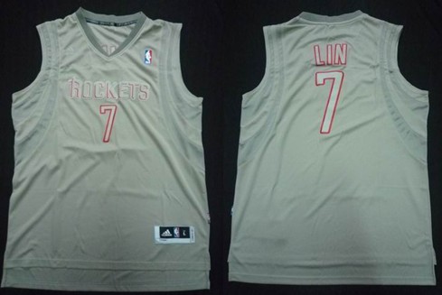Houston Rockets #7 Jeremy Lin Revolution 30 Swingman Gray Big Color Jerseys