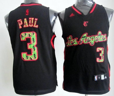 Los Angeles Clippers #3 Chris Paul Black Camo Fashion Jerseys