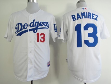 Los Angeles Dodgers #13 Hanley Ramirez White Jerseys