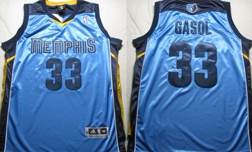 Memphis Grizzlies #33 Marc Gasol Light Blue Authentic Jerseys
