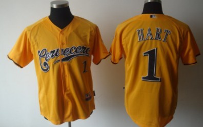 Milwaukee Brewers #1 Hart Yellow Jerseys