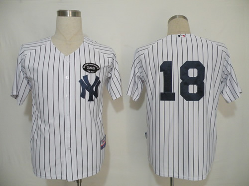 New York Yankees #18 Johnny Damon white with GMS patch Jerseys