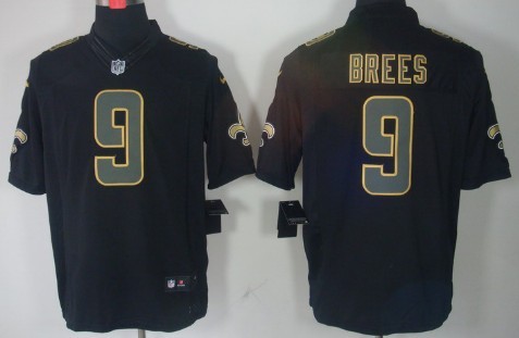 Nike Limited New Orleans Saints #9 Drew Brees Black Impact Jerseys
