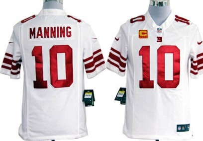 Nike New York Giants #10 Eli Manning White C Patch Game Jerseys
