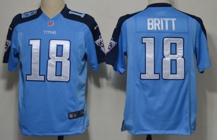 Nike Tennessee Titans #18 Kenny Britt Light Blue Game Jerseys