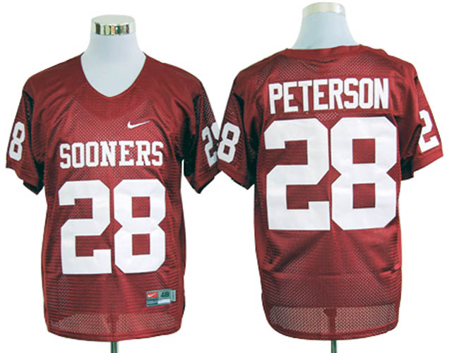 Oklahoma Sooners #28 Peterson Red NCAA Jerseys