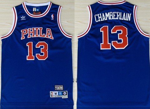 Philadelphia 76ers #13 Wilt Chamberlain Blue Throwback Swingman Jerseys