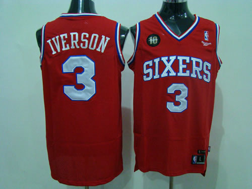 Philadelphia 76ers #3 Iverson Red 10th Jerseys