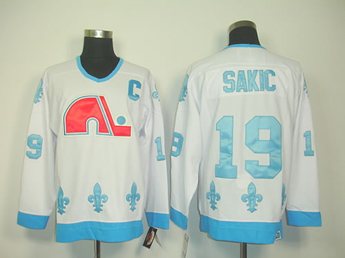 Quebec Nordiques #19 Sakic White C Patch Jerseys