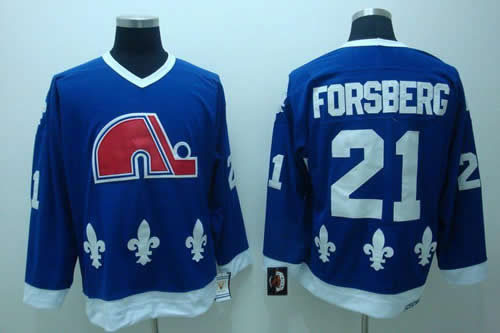 Quebec Nordiques #21 Forsberg blue Jerseys