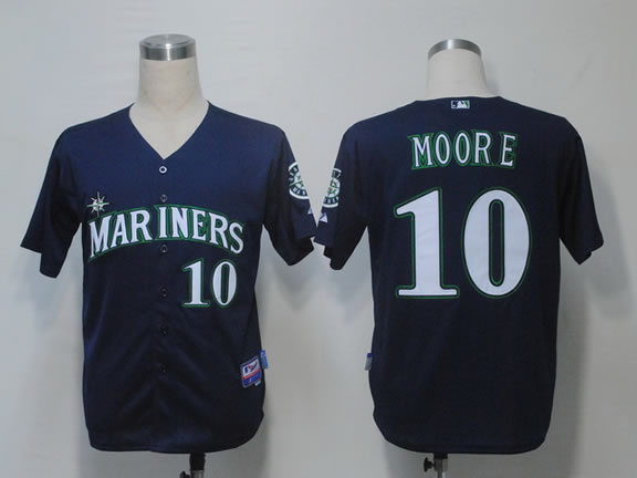 Seattle Mariners #10 Moore Dark Blue Cool Base Jerseys