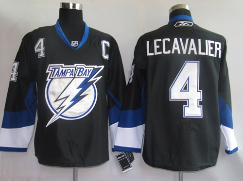 Tampa Bay Lightning #4 Vincent Lecavalier black Premier PA Jerseys