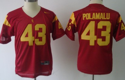 USC Trojans #43 Troy Polamalu Red Kids Jerseys