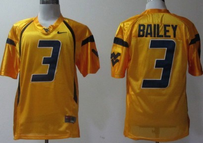 West Virginia Mountaineers #3 Stedman Bailey Yellow Jerseys