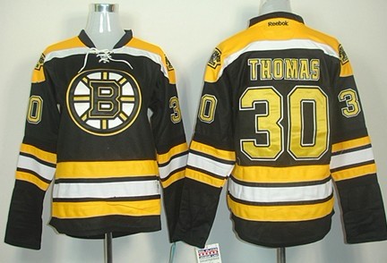 Women's Boston Bruins #30 Tim Thomas Black Jerseys