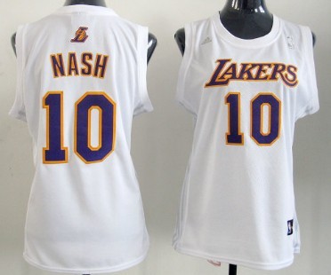 Women's Los Angeles Lakers #10 Steve Nash Revolution 30 Swingman White Jerseys