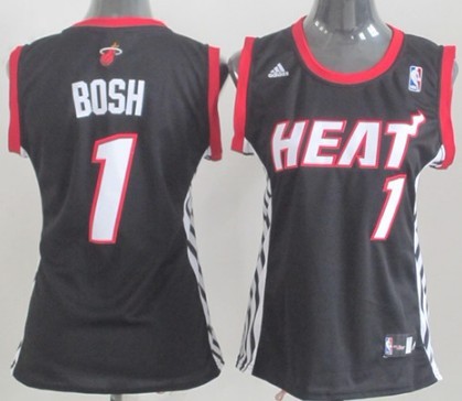 Women's Miami Heat #1 Chris Bosh Revolution 30 Swingman Black Jerseys
