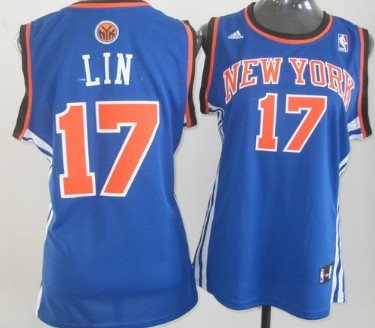 Women's New York Knicks #17 Jeremy Lin Revolution 30 Swingman Blue Jerseys