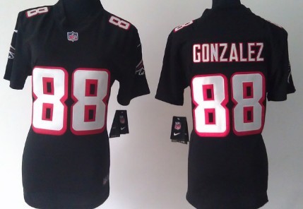 Women's Nike Atlanta Falcons #88 Tony Gonzalez Black Game Jerseys