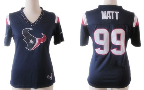 Women's Nike Houston Texans #99 J.J. Watt 2012 Blue Field Flirt Fashion Jerseys