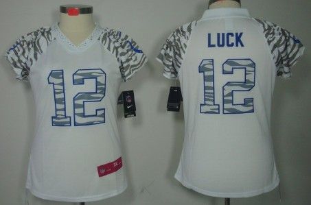 Women's Nike Indianapolis Colts #12 Andrew Luck White Zebra Field Flirt Jerseys
