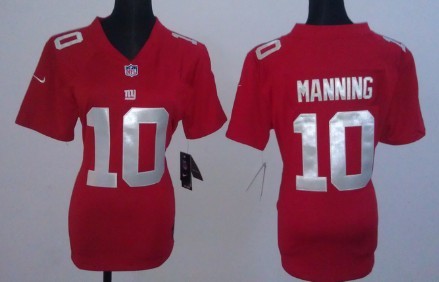 Women's Nike New York Giants #10 Eli Manning Red Game Jerseys