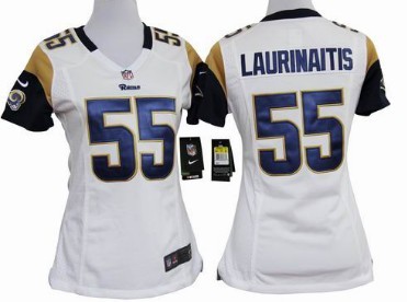 Women's Nike St. Louis Rams #55 James Laurinaitis White Game Team Jerseys