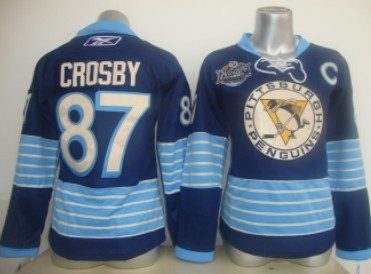 Women's Pittsburgh Penguins #87 Crosby Navy Blue Jerseys