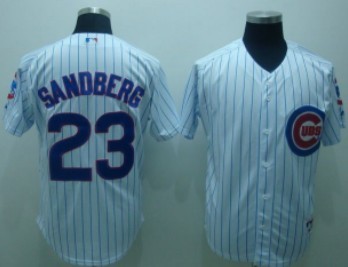 Youth Chicago Cubs #23 Sandberg white blue strip Jerseys