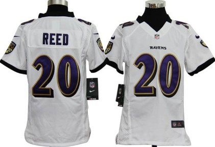 Youth Nike Baltimore Ravens #20 Ed Reed White Game Jerseys
