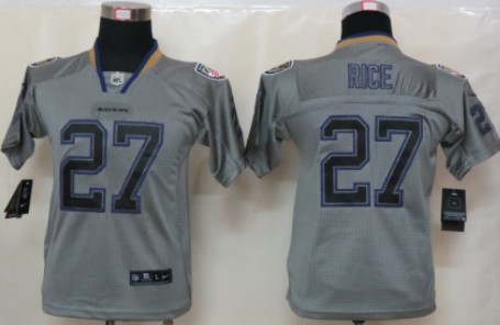 Youth Nike Baltimore Ravens #27 Ray Rice Lights Out Gray Jerseys