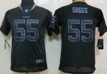 Youth Nike Baltimore Ravens #55 Terrell Suggs Lights Out Black Jerseys