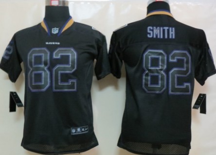 Youth Nike Baltimore Ravens #82 Torrey Smith Lights Out Black Jerseys