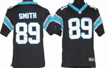 Youth Nike Carolina Panthers #89 Steve Smith Black Game Jerseys