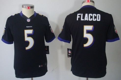 Youth Nike Limited Baltimore Ravens #5 Joe Flacco Black Jerseys
