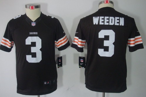 Youth Nike Limited Cleveland Browns #3 Brandon Weeden Brown Jerseys