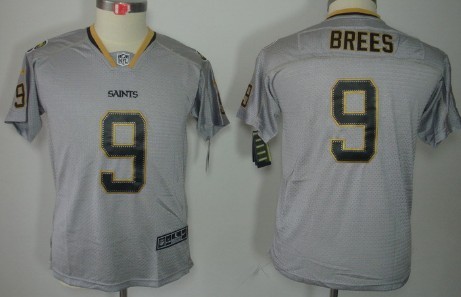 Youth Nike New Orleans Saints #9 Drew Brees Lights Out Gray Jerseys
