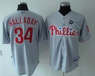 Youth Philadelphia Phillies #34 Roy Halladay Gray Jerseys