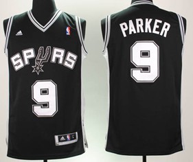 Youth San Antonio Spurs #9 Tony Parker Black Jerseys