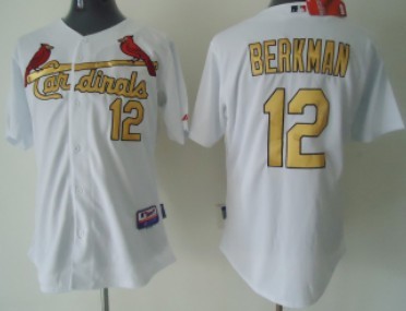 Youth St. Louis Cardinals #12 Lance Berkman White With Gold Jerseys